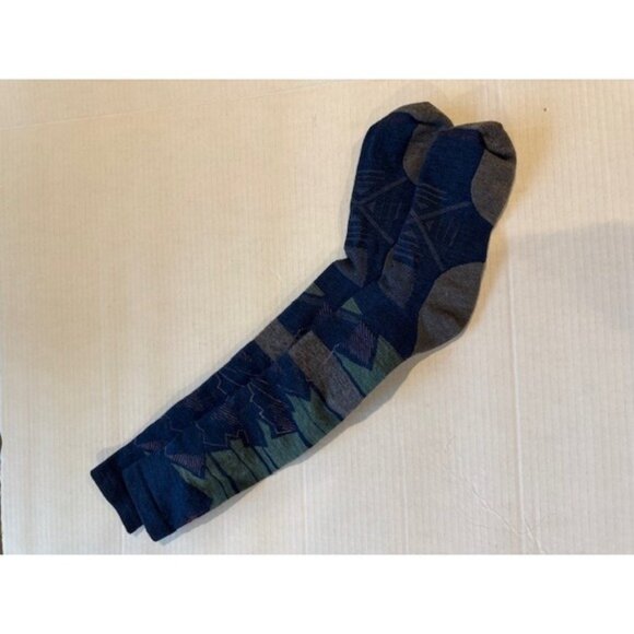 Smartwool Merino Wool Blend Hiking Socks Blue Green Gray Pattern Size ? 2053 - Picture 1 of 6